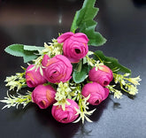 Buchet Decorativ cu Bujori Fucsia – Flori Artificiale din Material Textil